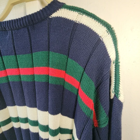 John Ashford 3D Knit Sweater Biggie Cosby Stripped Knit Multicolor 90’s Size Lg - Picture 7 of 10